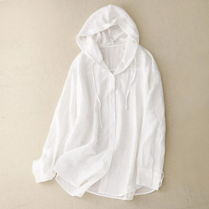 Coral Linen Pullover Hoodie