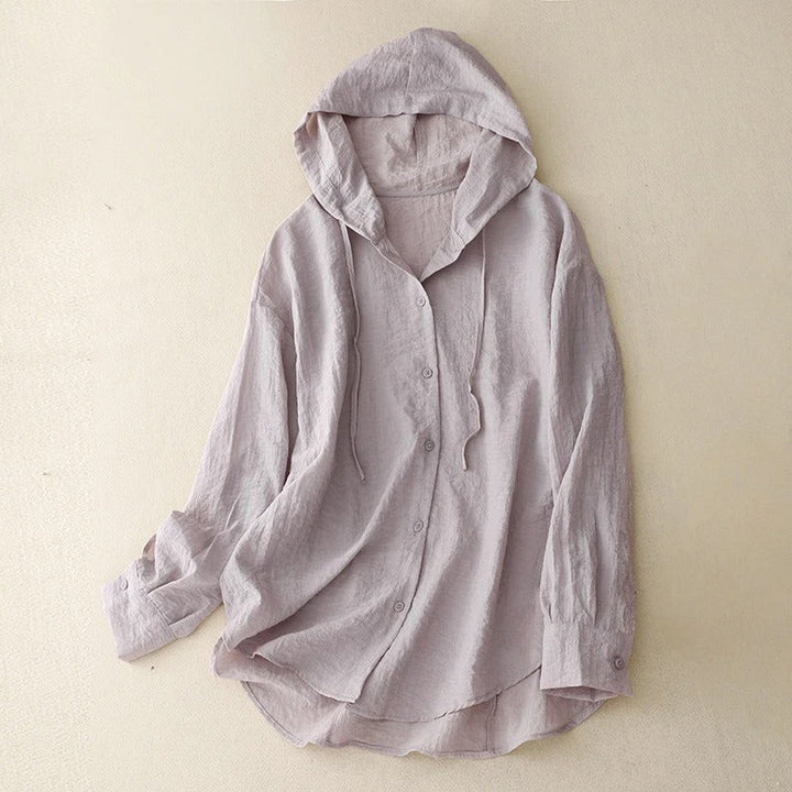 Coral Linen Pullover Hoodie
