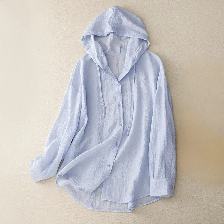 Coral Linen Pullover Hoodie