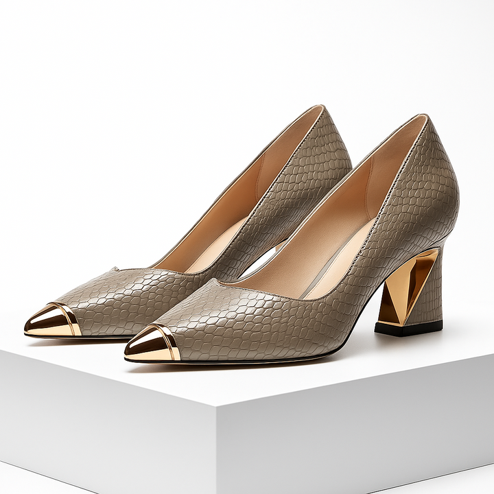 Amanda Gold-Tipped Heels