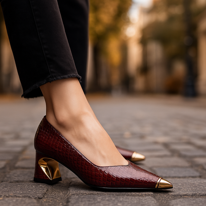 Amanda Gold-Tipped Heels