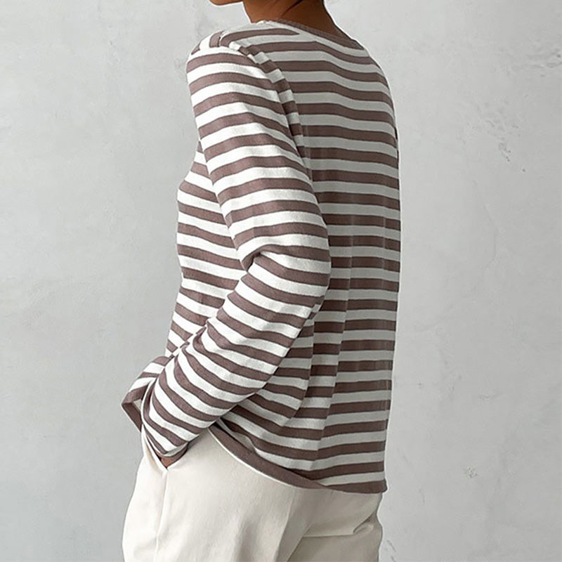 Elise Leroy Stylish Striped Long-Sleeve Top
