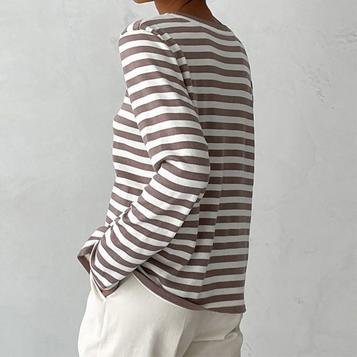 Elise Leroy Stylish Striped Long-Sleeve Top