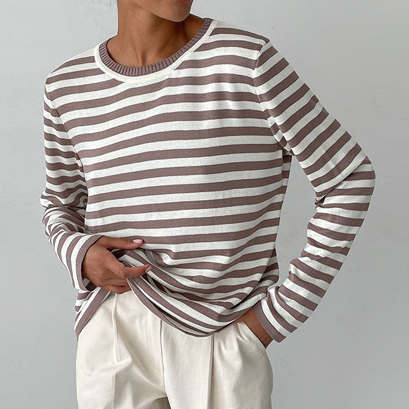 Elise Leroy Stylish Striped Long-Sleeve Top
