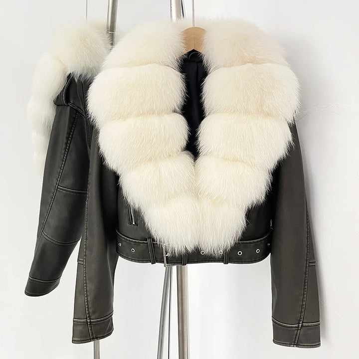 Marveil Aviator Jacket with Fur Collar