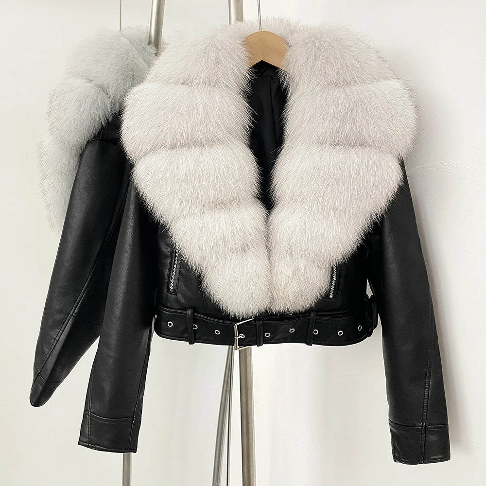 Marveil Aviator Jacket with Fur Collar