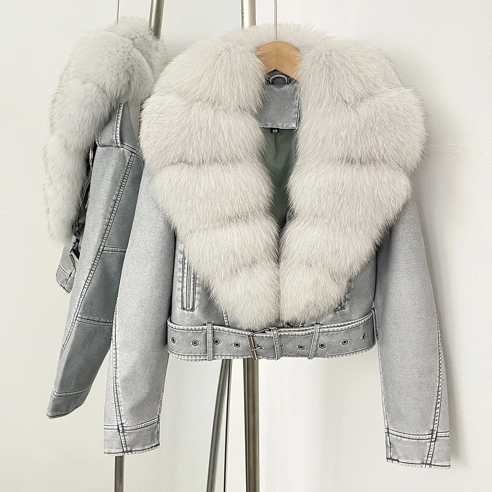 Marveil Aviator Jacket with Fur Collar
