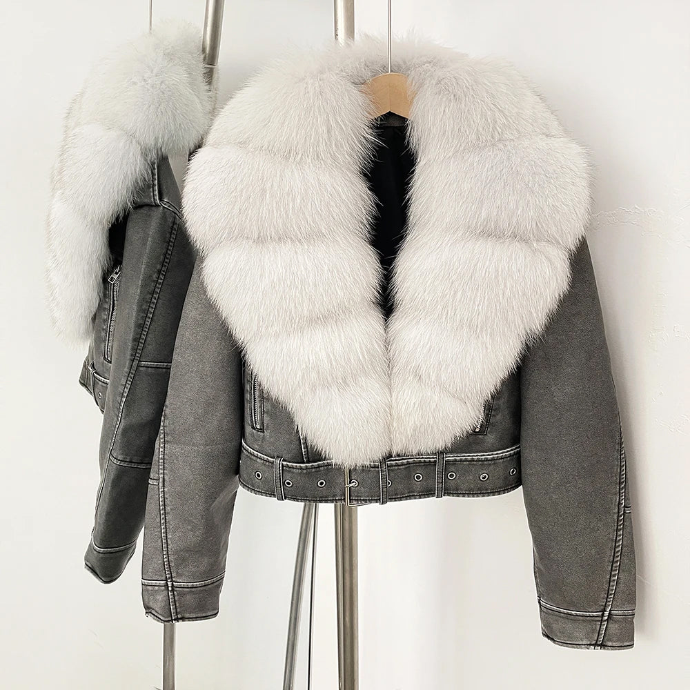 Marveil Aviator Jacket with Fur Collar