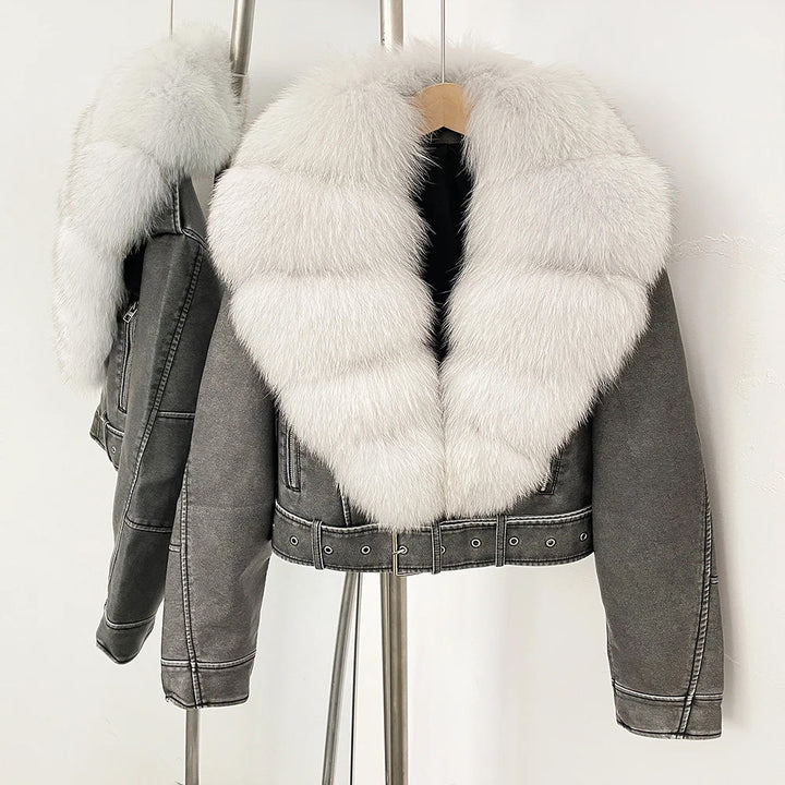 Marveil Aviator Jacket with Fur Collar