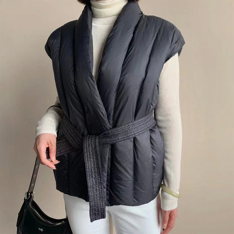 Cozy Puffer Vest with Belt