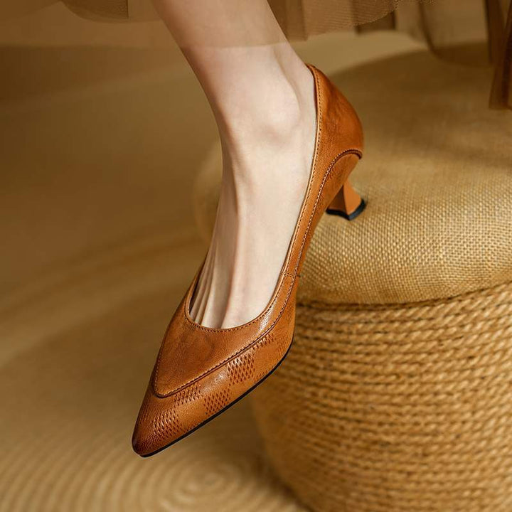 Belle Authentic Leather High Heels