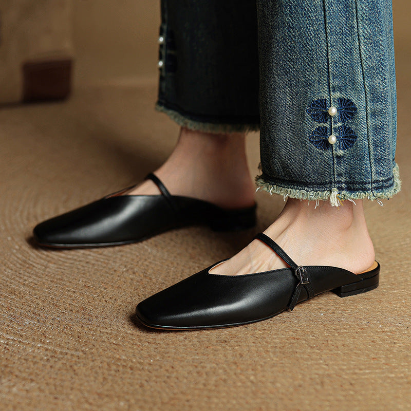 Miral Authentic Leather Slip-On Mules