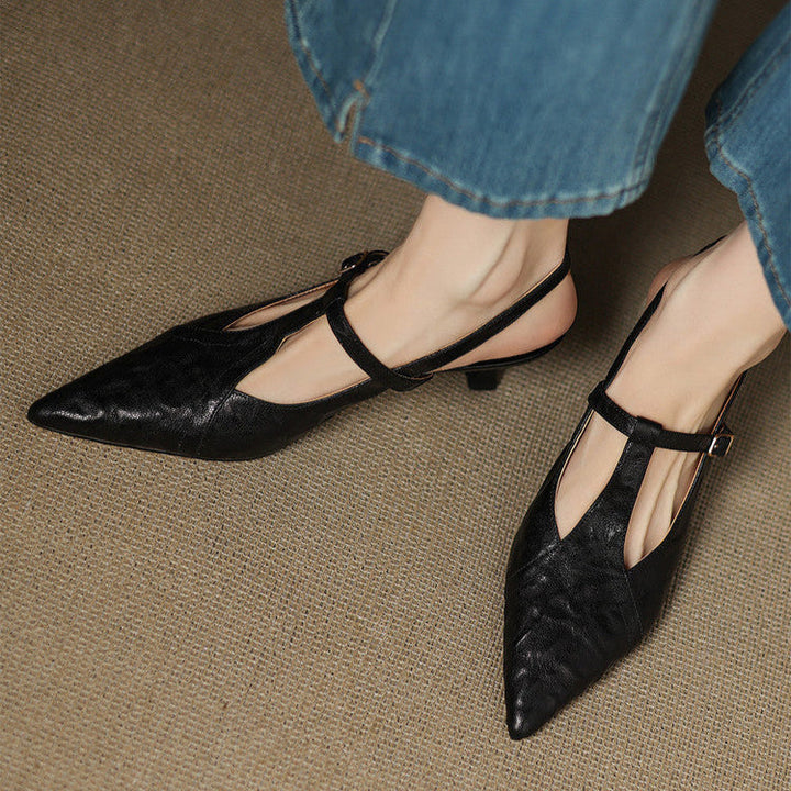 Authentic Noir Leather High Heels