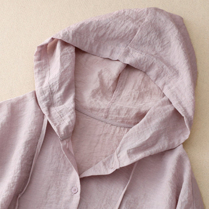 Coral Linen Pullover Hoodie