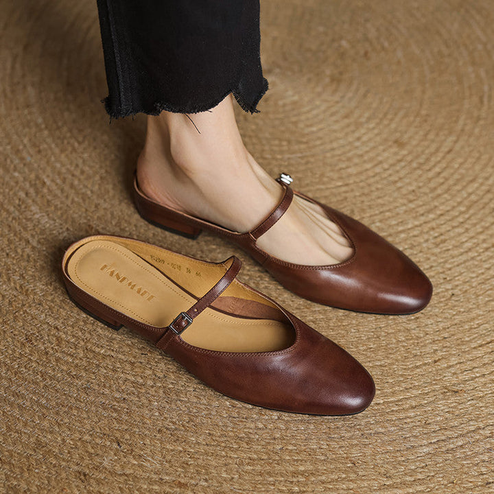 Merisa Authentic Leather Slip-On Mules