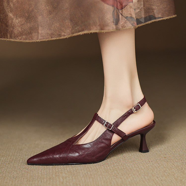 Authentic Noir Leather High Heels