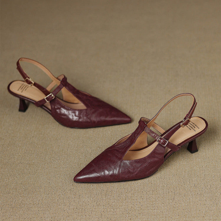 Authentic Noir Leather High Heels