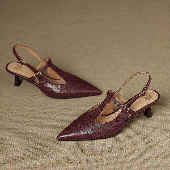 Authentic Noir Leather High Heels