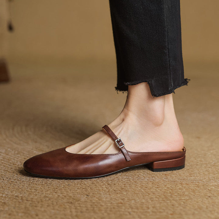 Merisa Authentic Leather Slip-On Mules