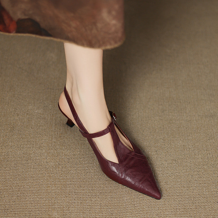 Authentic Noir Leather High Heels