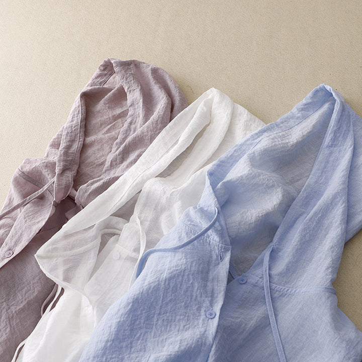 Coral Linen Pullover Hoodie