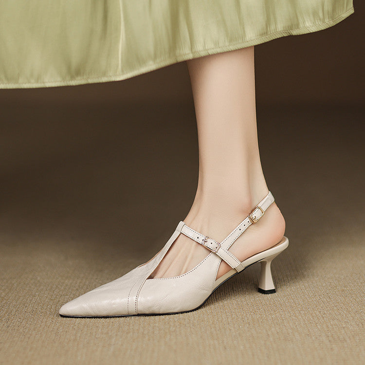 Authentic Noir Leather High Heels