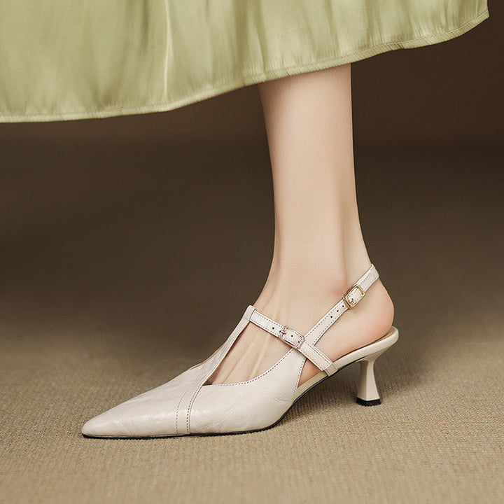 Authentic Noir Leather High Heels