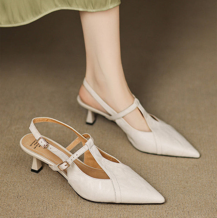 Authentic Noir Leather High Heels