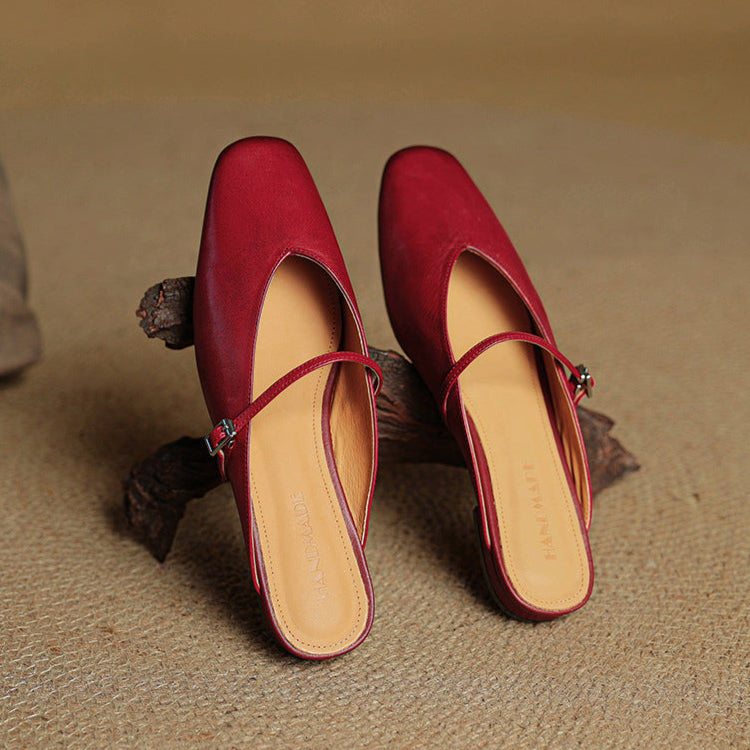 Miral Authentic Leather Slip-On Mules