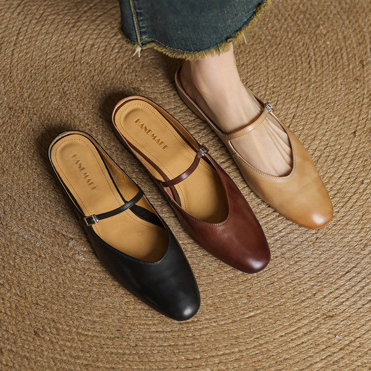 Merisa Authentic Leather Slip-On Mules