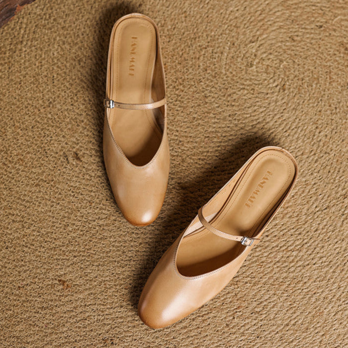 Merisa Authentic Leather Slip-On Mules