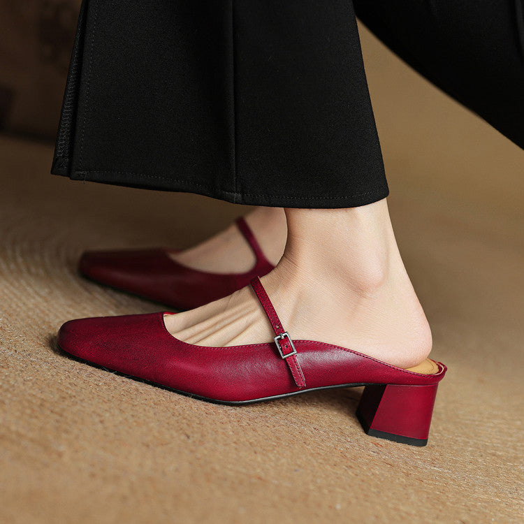 Esmer Authentic Leather Slip-On Mules