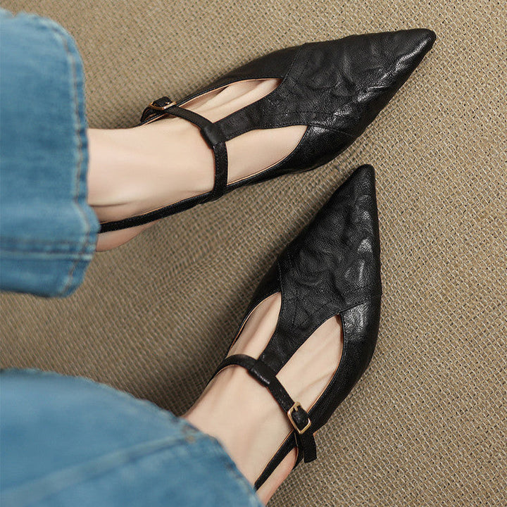 Authentic Noir Leather High Heels