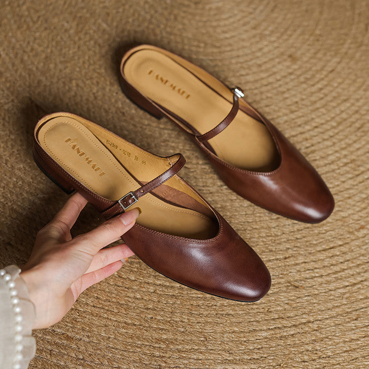 Merisa Authentic Leather Slip-On Mules