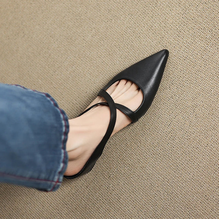 Aluna Authentic Leather Slip-On Mules