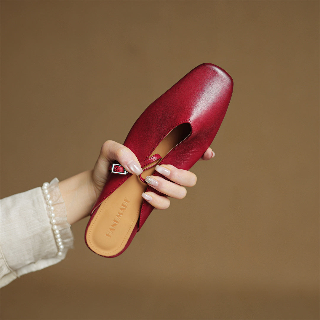 Miral Authentic Leather Slip-On Mules