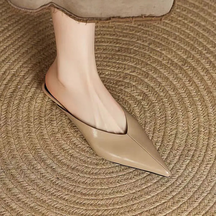 Eneva Genuine Leather Slip-On Mules