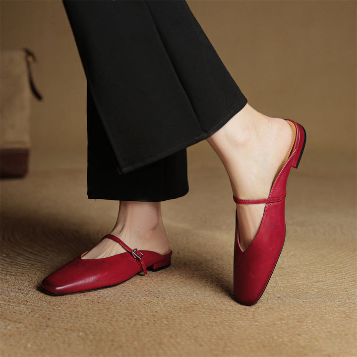 Miral Authentic Leather Slip-On Mules