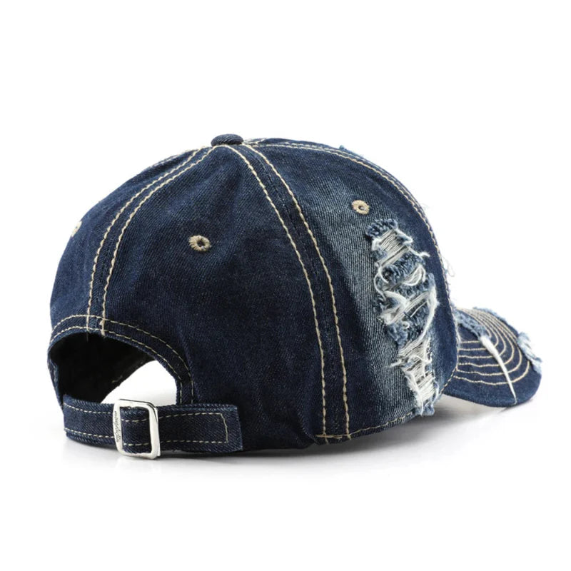 Retro Distressed Denim Cap