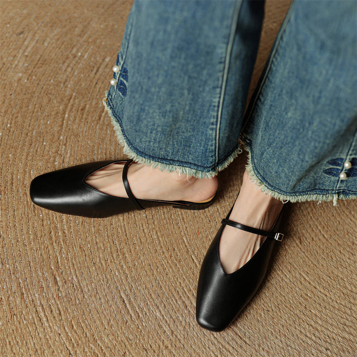 Miral Authentic Leather Slip-On Mules