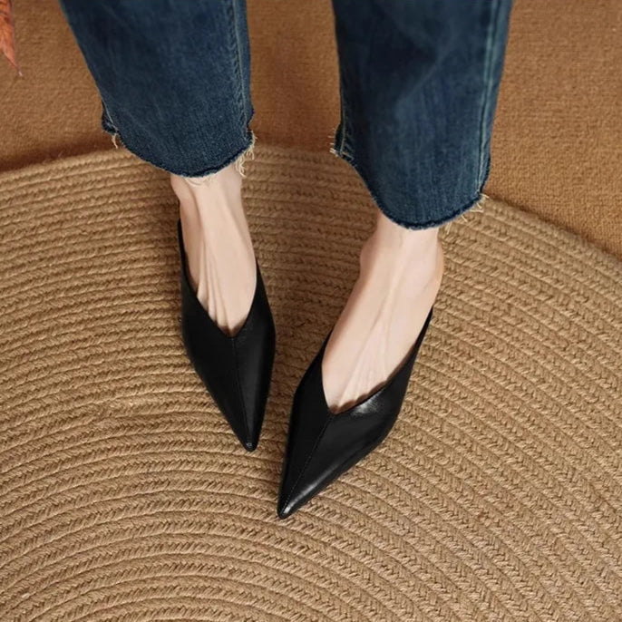 Eneva Genuine Leather Slip-On Mules