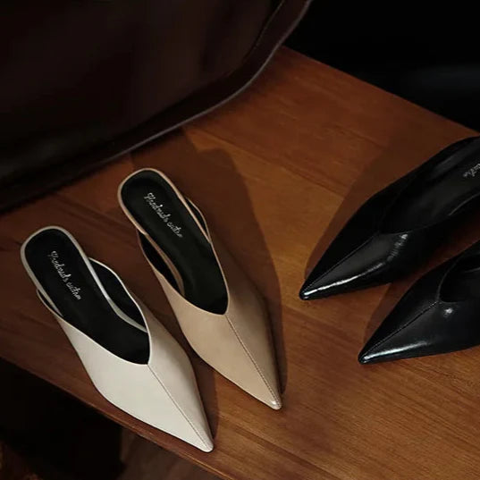 Eneva Genuine Leather Slip-On Mules