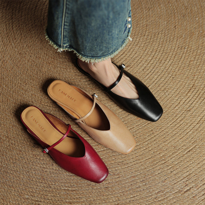 Miral Authentic Leather Slip-On Mules