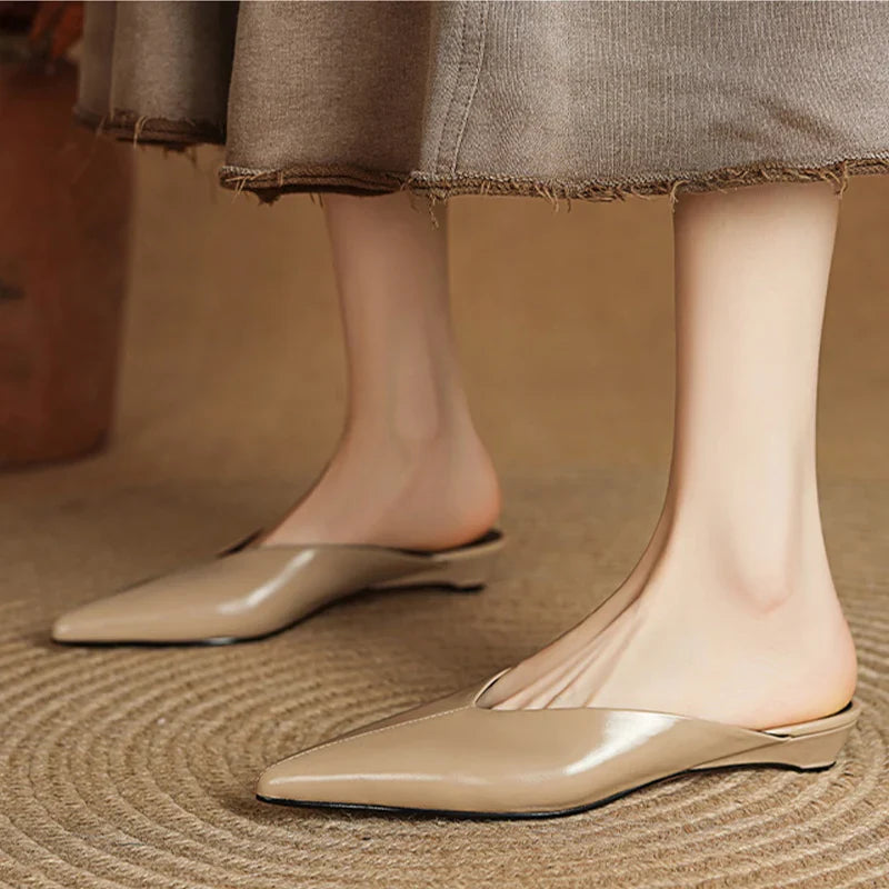 Eneva Genuine Leather Slip-On Mules