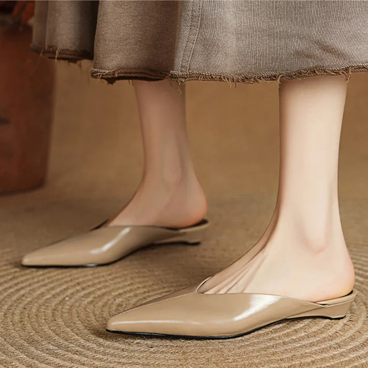 Eneva Genuine Leather Slip-On Mules