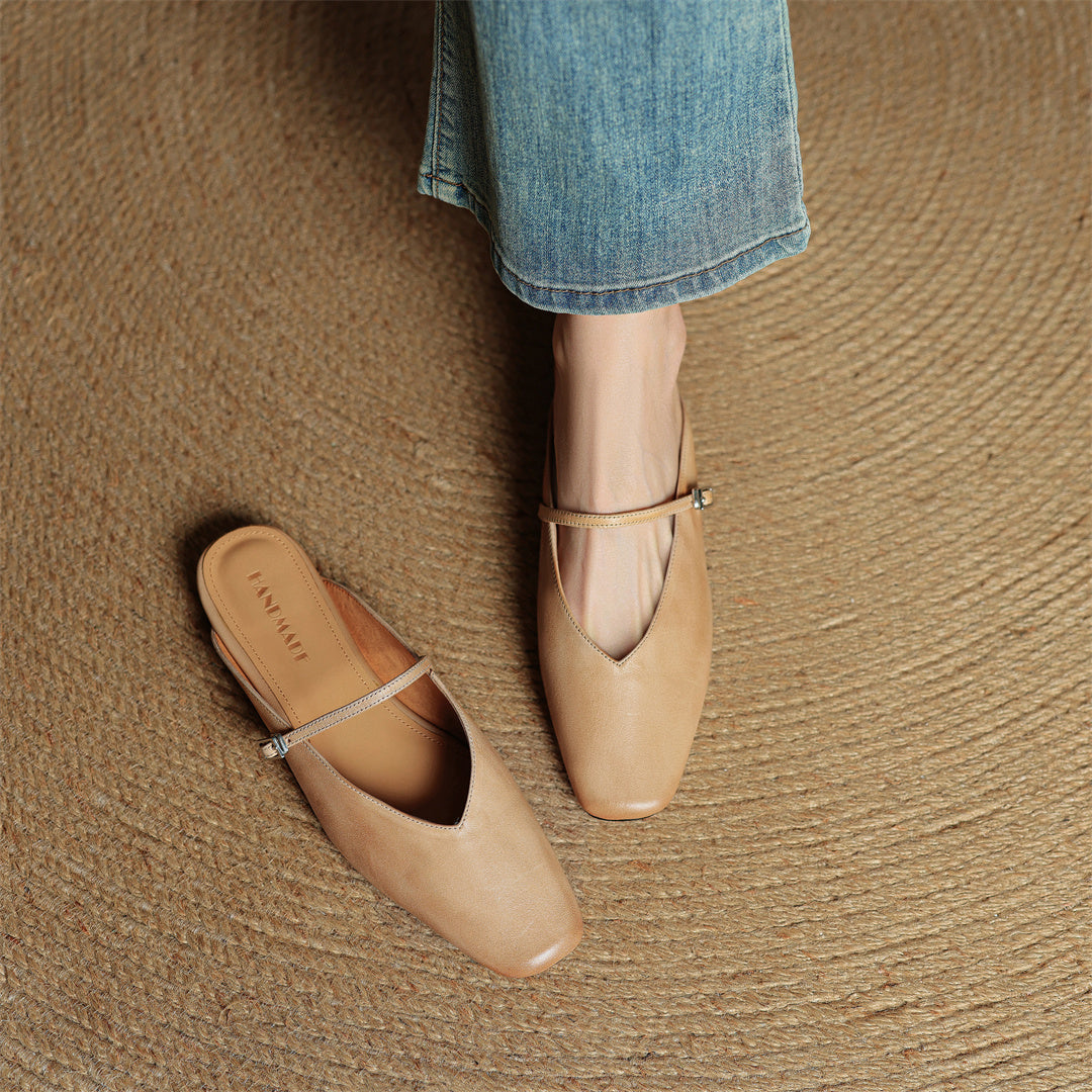 Miral Authentic Leather Slip-On Mules