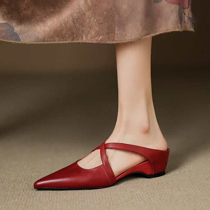 Aluna Authentic Leather Slip-On Mules