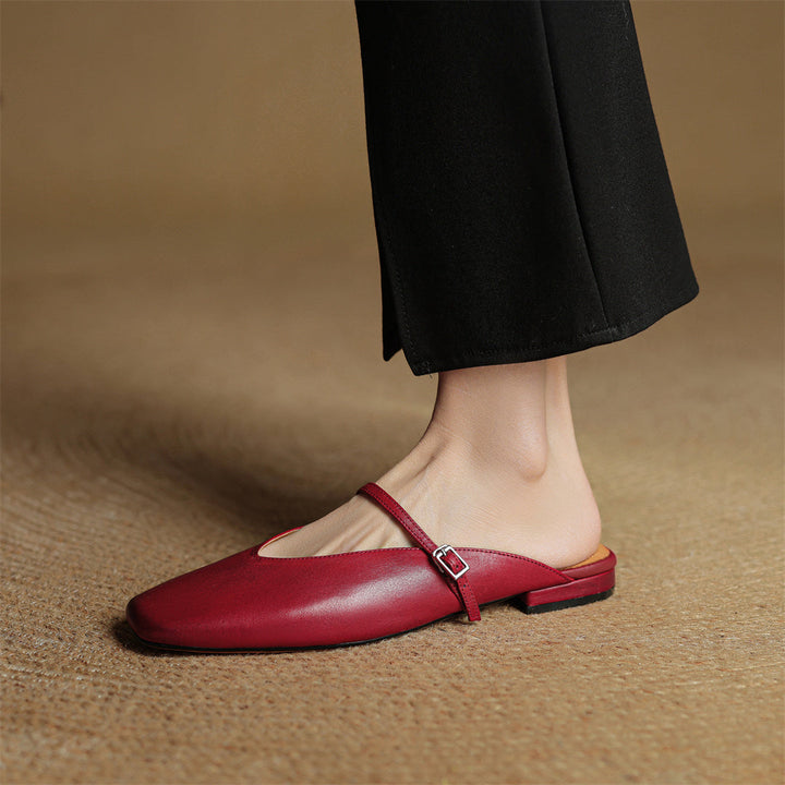 Miral Authentic Leather Slip-On Mules