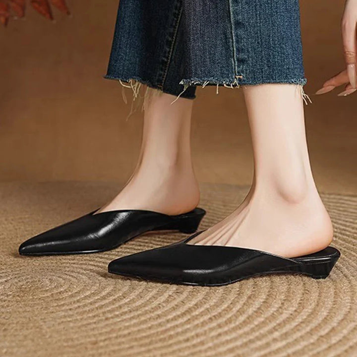 Eneva Genuine Leather Slip-On Mules