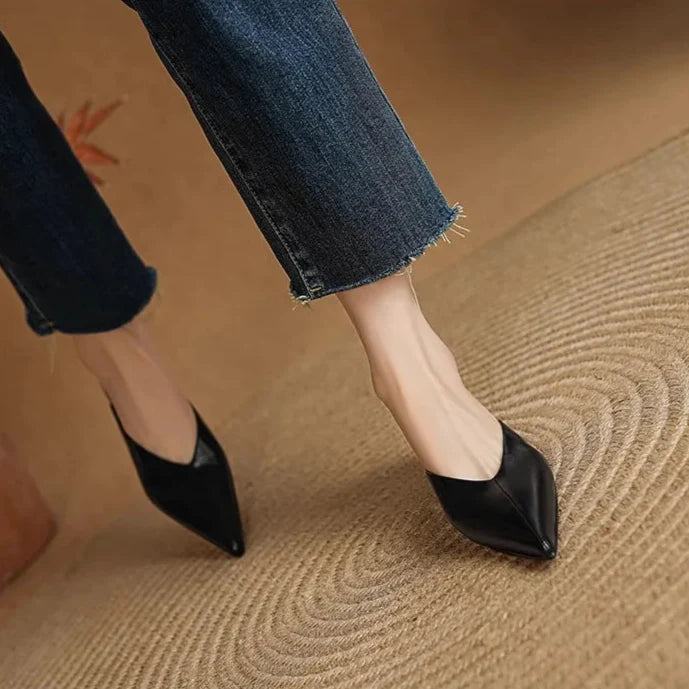 Eneva Genuine Leather Slip-On Mules